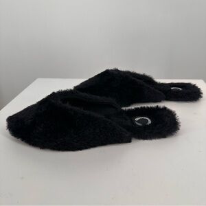 Journee Collection Sundown Slippers in Black size 8 Faux Fur Slip In New in Box